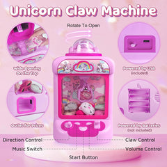 Mini Claw Machine – Kids Unicorn Candy Grabber with 20 Plush Toys