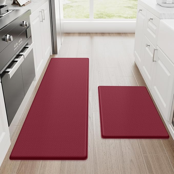 StepRite Kitchen Mats, 2PCS Kitchen Rugs, Cushioned Anti Fatigue Kitchen Mats for Floor, Non-Slip Standing Desk Mat