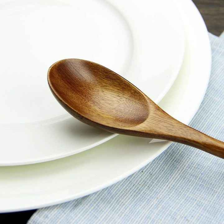 Wooden Soup Spoons – Japanese Style Kitchen Utensils for Eating & Stirring