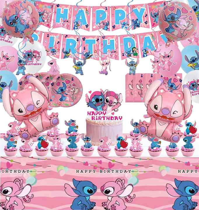 Pink Stitch Party Decorations – 101PCS Set