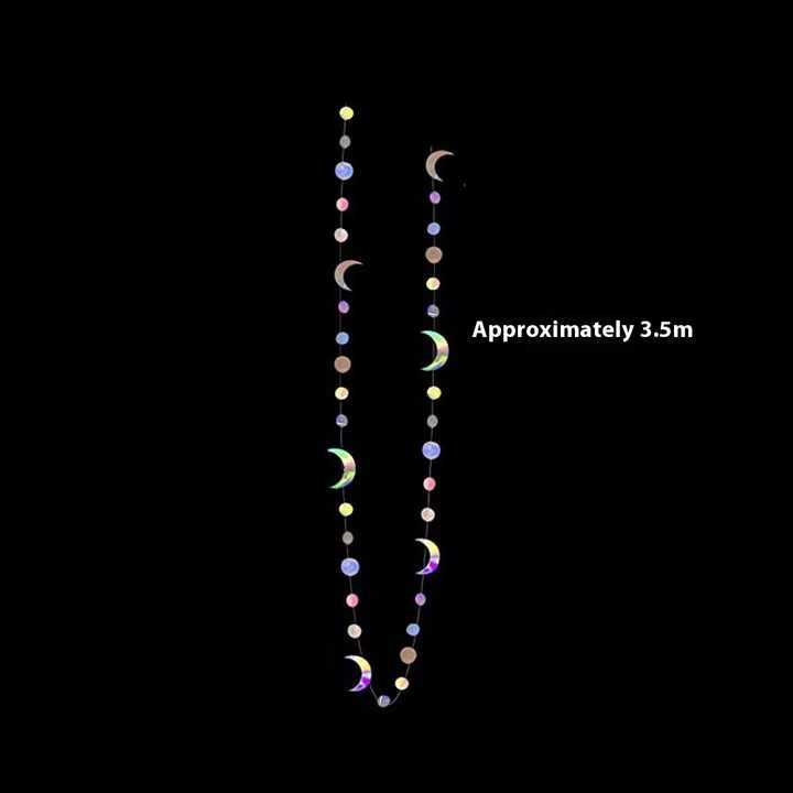 Iridescent Moon & Star Bunting – Hanging Garland for Ramadan, Eid and decoration events.