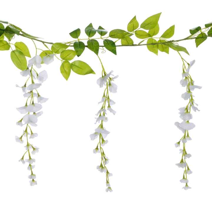 White Wisteria Artificial Flowers – 4Pcs 28.8FT Silk Vines for Wedding Arch, Outdoor, Home & Party Decorations.