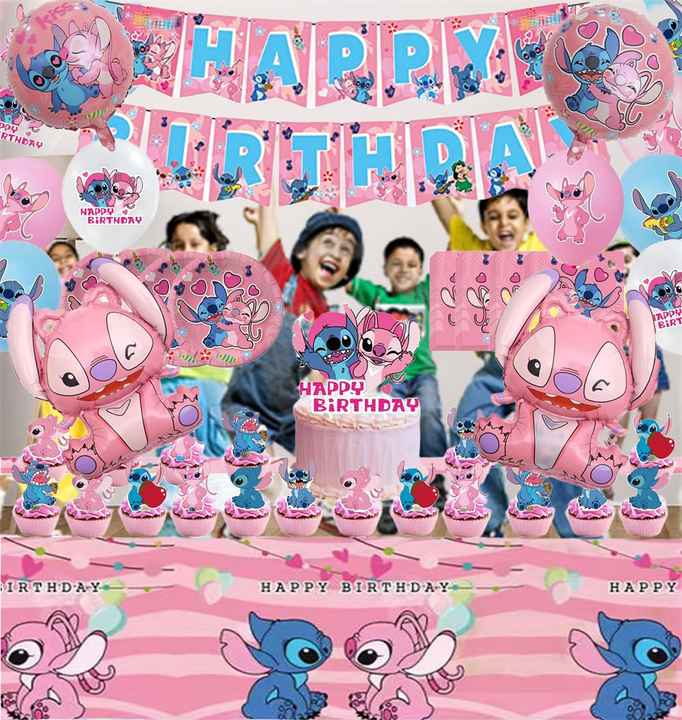 Pink Stitch Party Decorations – 101PCS Set