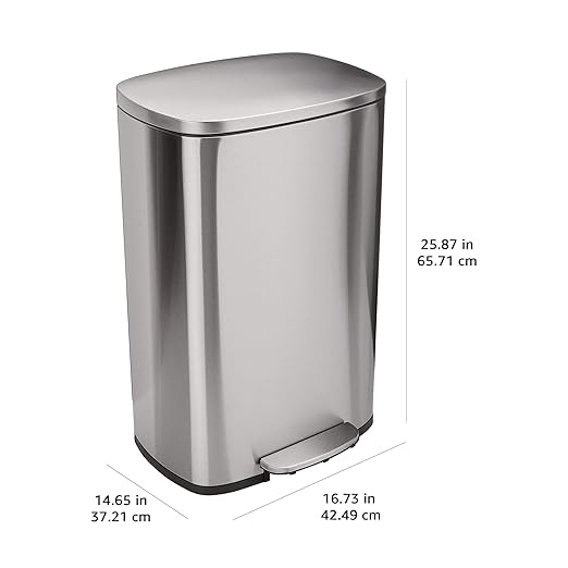 Smudge Resistant Rectangular Trash Can With Soft-Close Foot Pedal