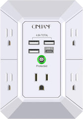 Wall Charger, Surge Protector | Outlet Extender with 4 USB Charging Ports