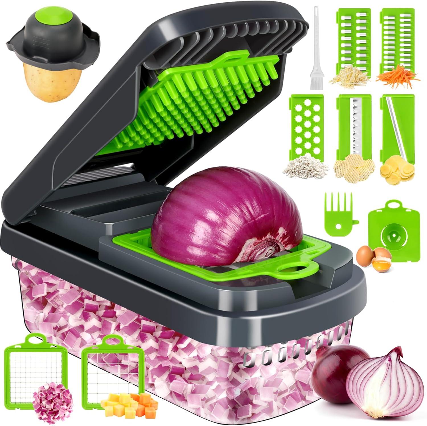 16-in-1 Kitchen Manual Vegetable Chopper | Onion & Carrot Cutter