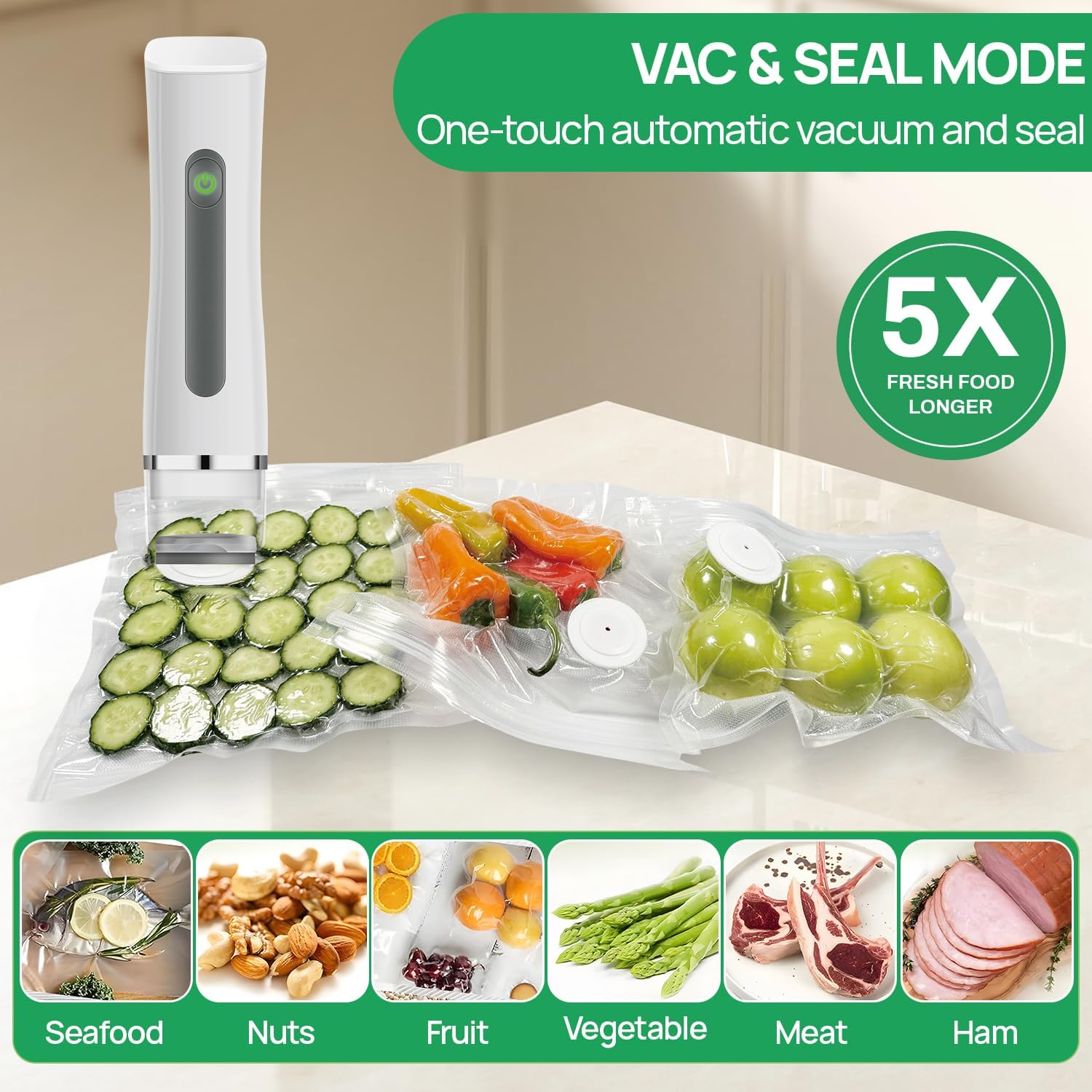 Compact Vacuum Sealer For Food Preservation,Portable Cordless Handheld