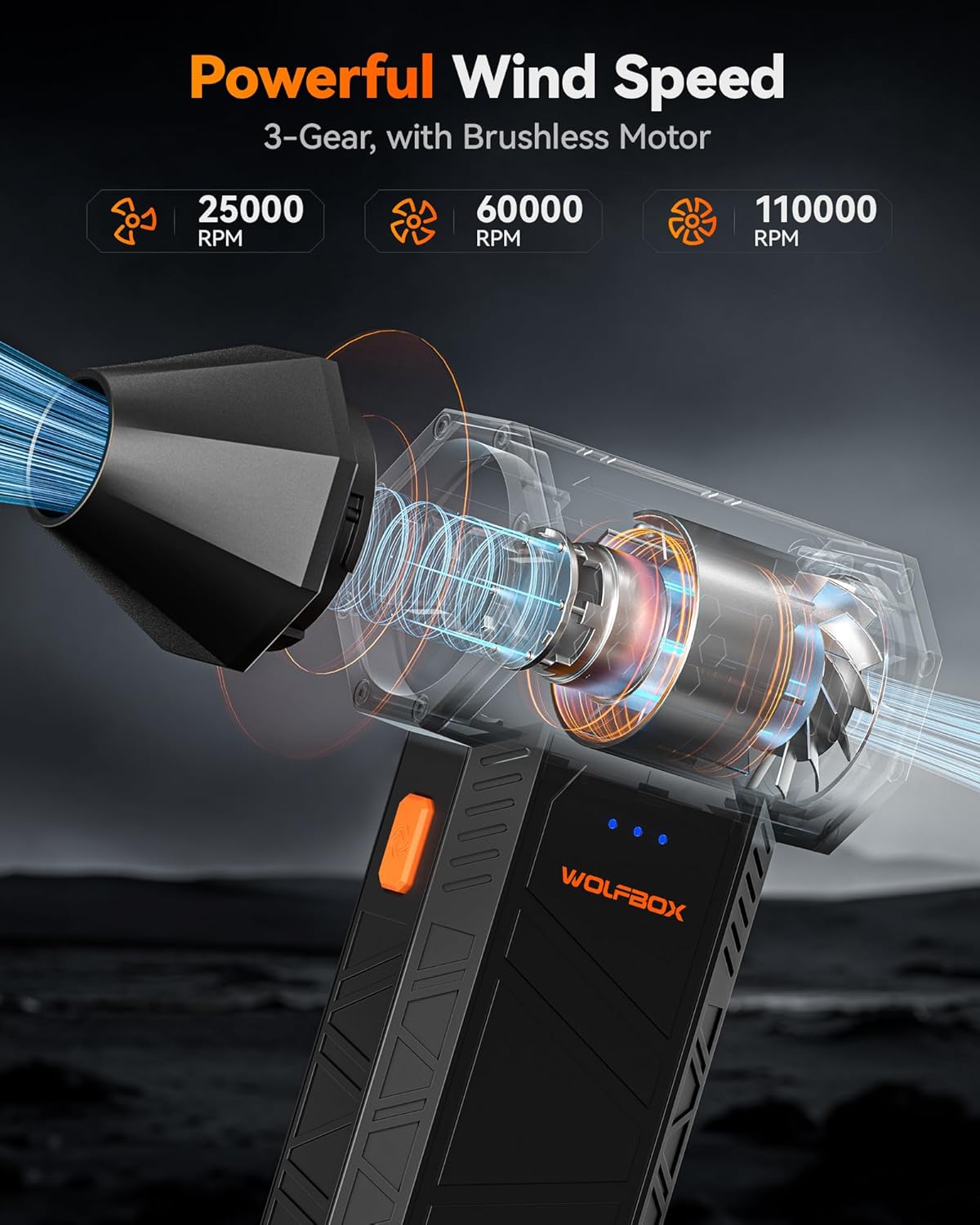 WOLFBOX MF50 Electric Compressed Air Duster – Fast Charging