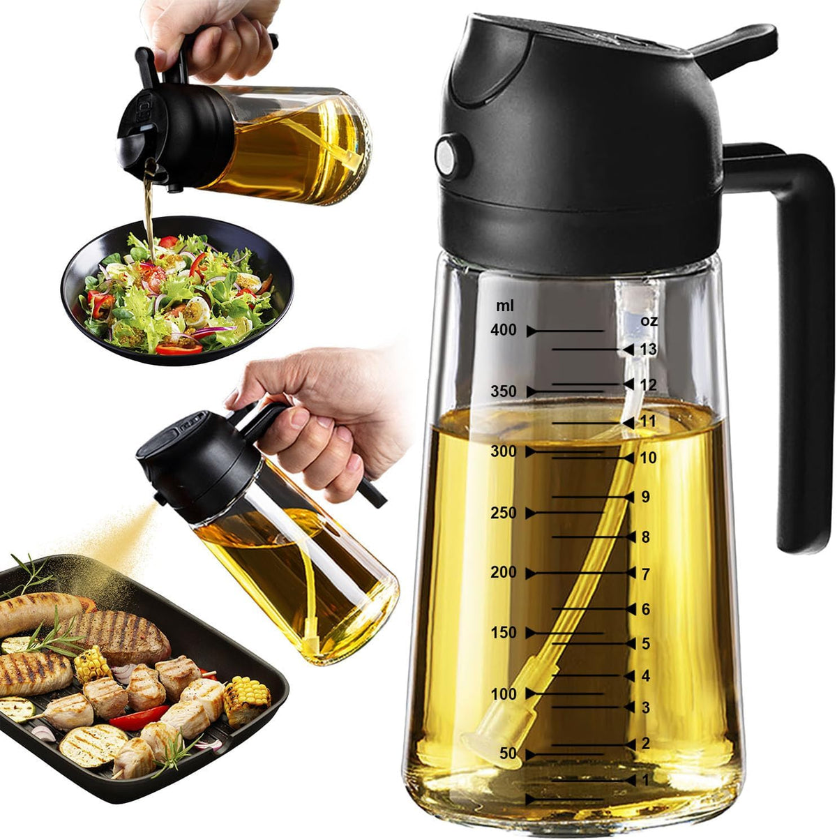 Glass Olive Oil Sprayer – 2-in-1 Kitchen Dispenser