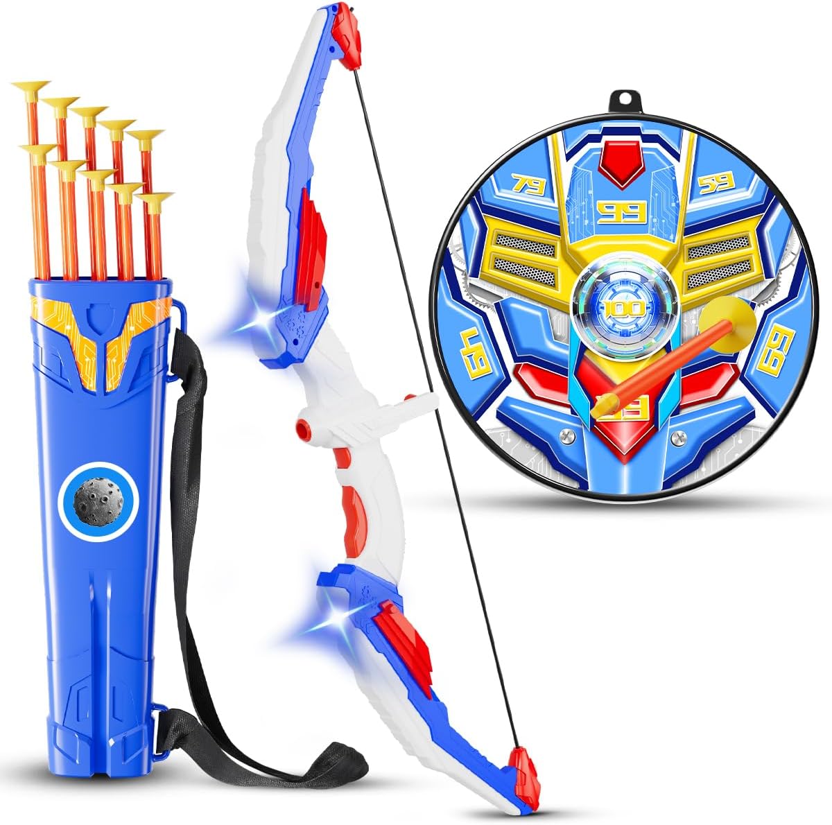 Kids Bow and Arrow Set – LED Light-Up Archery Toy with Suction Cup Arrows