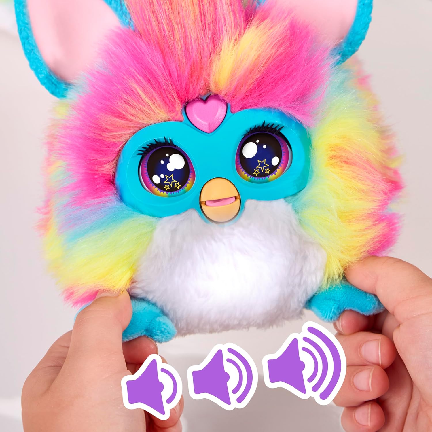 FURBY DJ Interactive Toy, Super Snuggly Rainbow Electronic Plush with Music, Lights, Motion