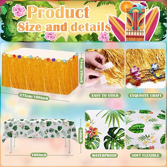 Hawaiian Luau Party Decorations – 161 Pcs Tropical Beach & Pool Party Supplies Set