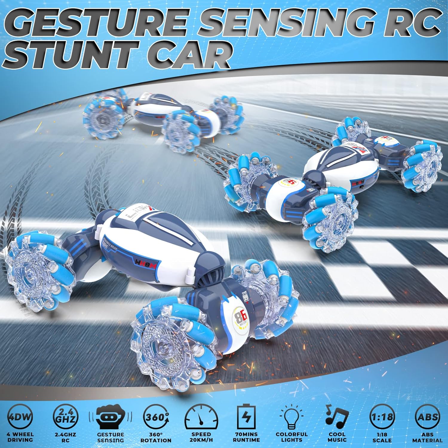 Gesture Sensing RC Stunt Car – 360° Rotating 4WD Hand-Controlled Toy for Kids