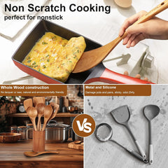 Solid Wood Kitchen Utensils – 8-Piece Cooking Spoon Set