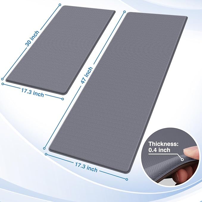StepRite Kitchen Mats, 2PCS Kitchen Rugs, Cushioned Anti Fatigue Kitchen Mats for Floor, Non-Slip Standing Desk Mat