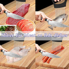 Stainless Steel Onion Slicer & Holder – Vegetable Cutter Tool