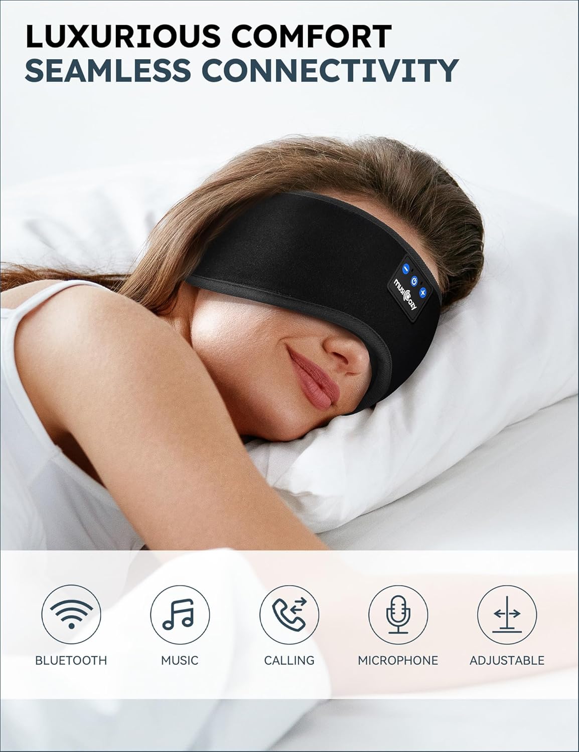 Bluetooth Sleep Headphones Mask with HD Speakers – For Side Sleepers