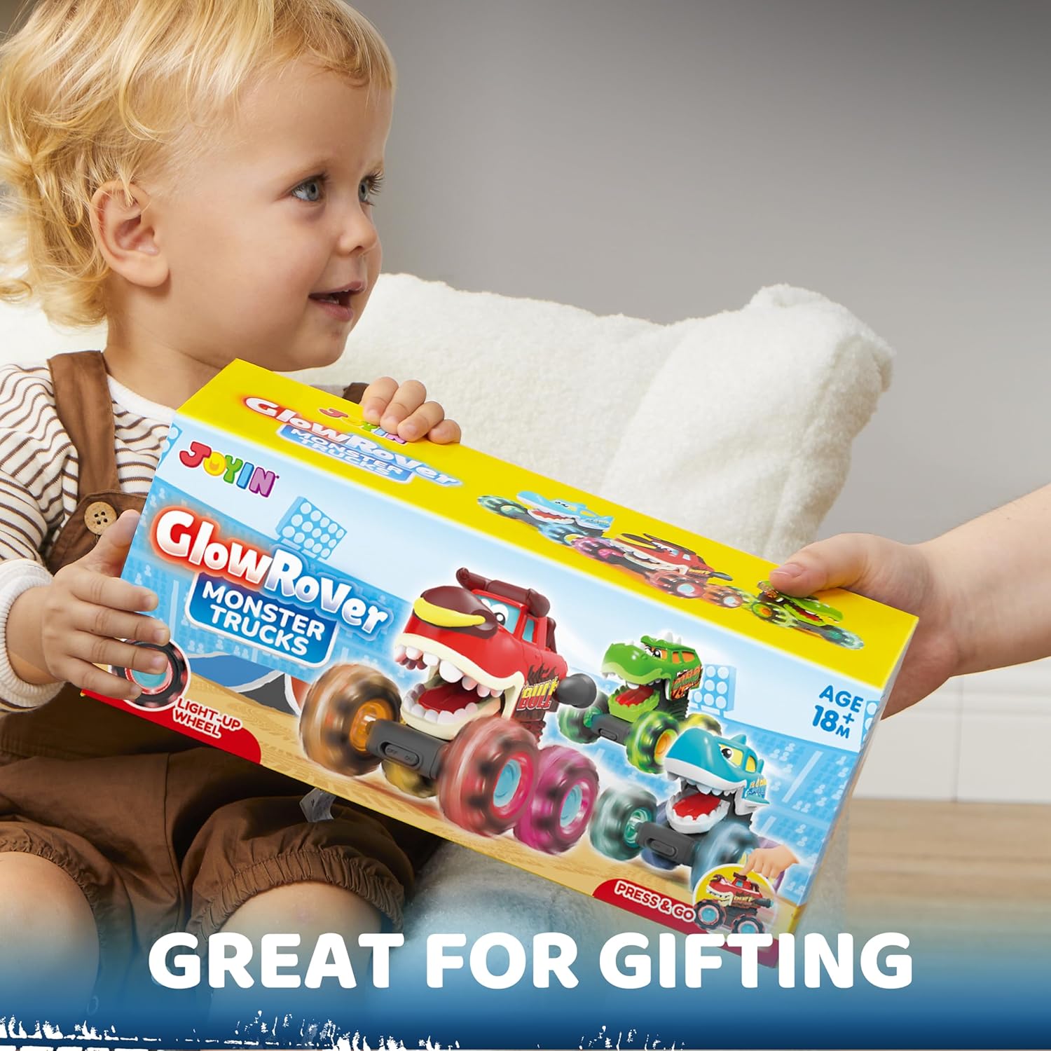 3-Pack Monster Truck Toys – Motion-Activated LED Cars for Toddlers & Kids