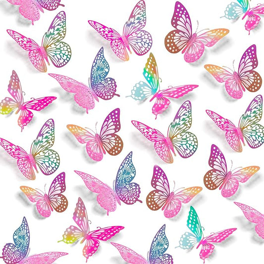 Gold Butterfly Party Decorations – 48 Pcs Removable 3D Wall Stickers for Events & Home Use.