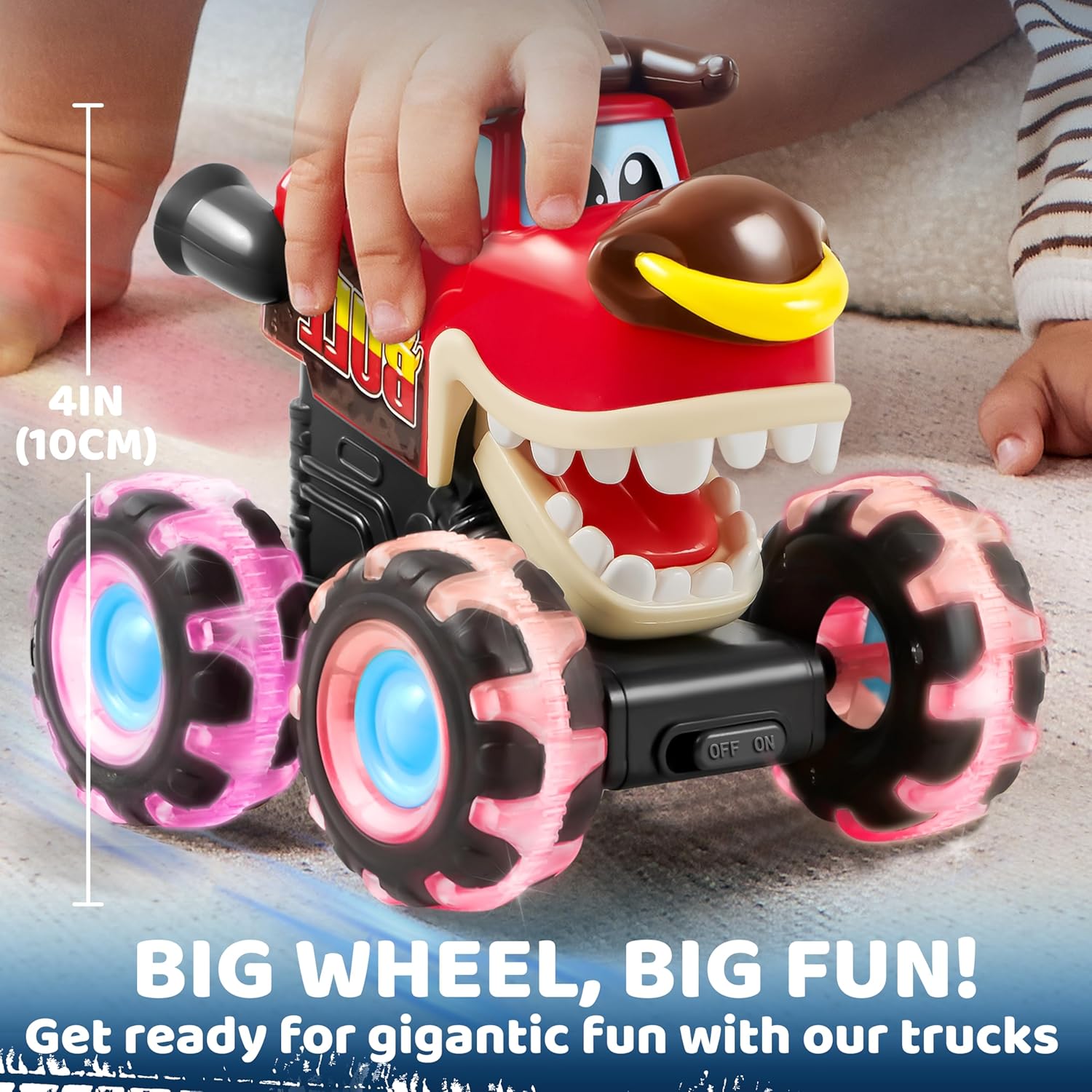 3-Pack Monster Truck Toys – Motion-Activated LED Cars for Toddlers & Kids