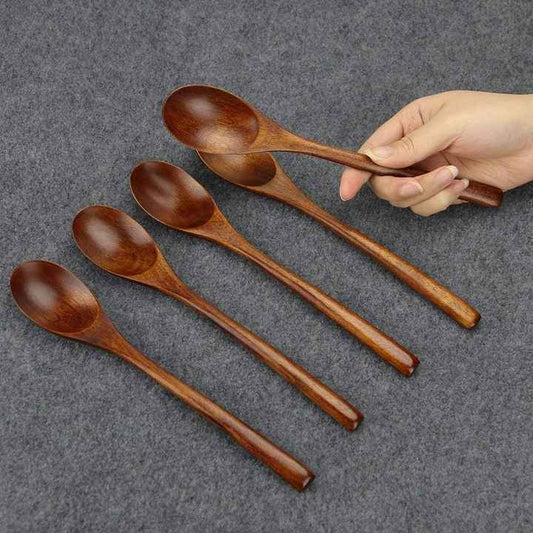 Wooden Soup Spoons – Japanese Style Kitchen Utensils for Eating & Stirring