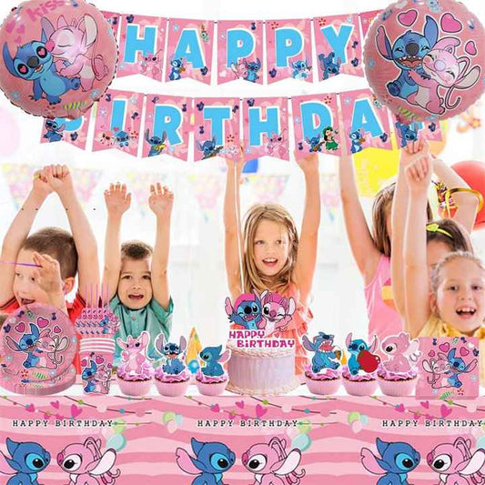 Pink Stitch Party Decorations – 101PCS Set