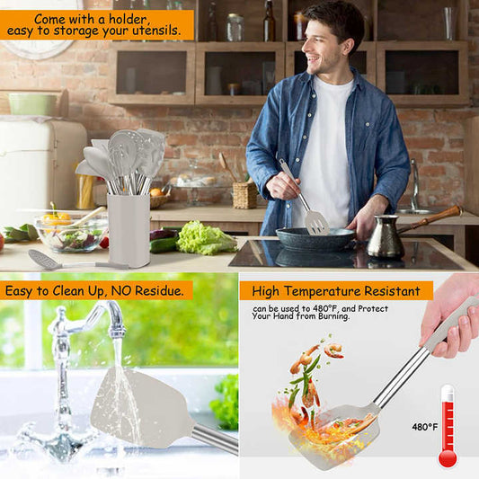 Colorful Silicone Cooking Utensils Set Promotional Item Vibrant Display of Utensils