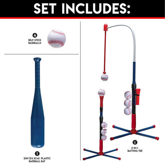 Kids Baseball Batting Tee Set – Adjustable Tee Stand for Boys & Girls, Toddlers to Youth