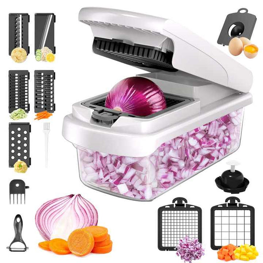 Vegetable Chopper,12-in-1 Multifunctional Food Chopper,Professional Onion Chopper with 7 Blades