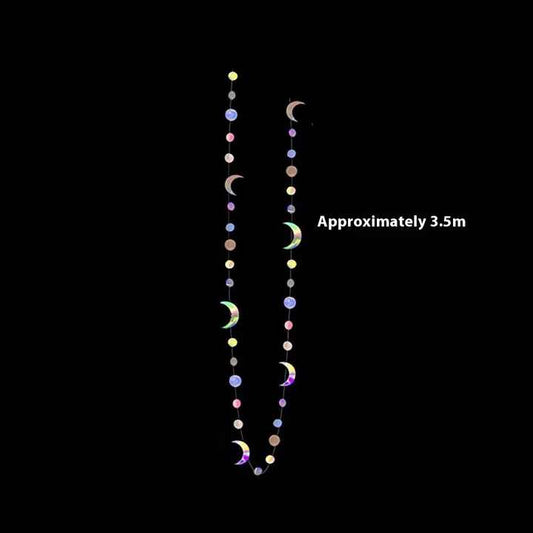 Iridescent Moon & Star Bunting – Hanging Garland for Ramadan, Eid and decoration events.