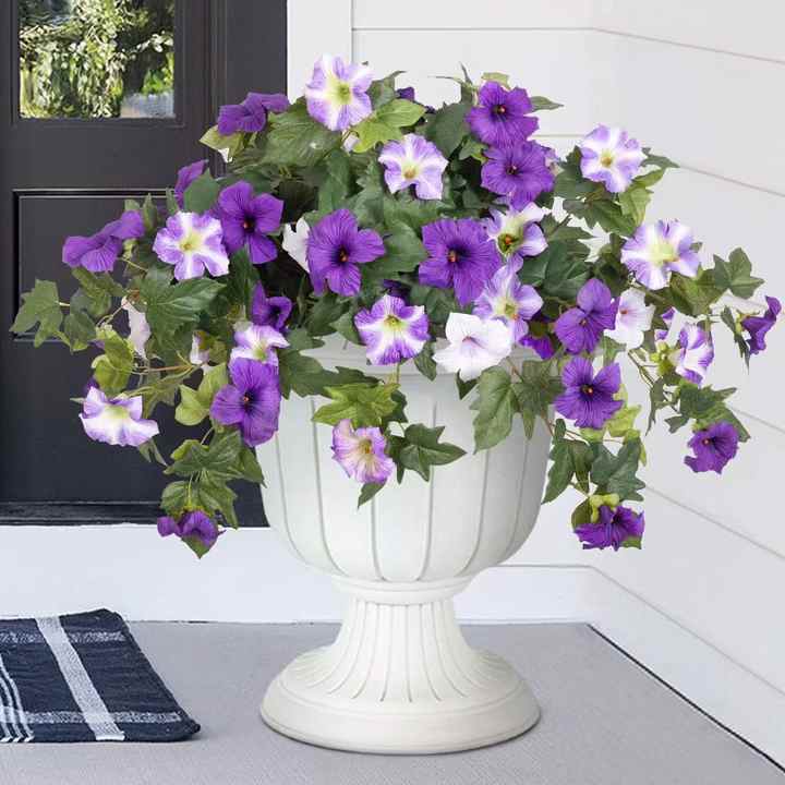 Artificial Petunias for Outdoor Use – 2PCS Realistic UV-Resistant Silk Flowers for Spring & Summer Garden Decor.