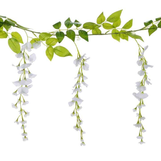 White Wisteria Artificial Flowers – 4Pcs 28.8FT Silk Vines for Wedding Arch, Outdoor, Home & Party Decorations.