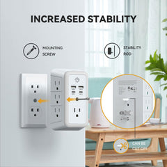 Wall Charger, Surge Protector | Outlet Extender with 4 USB Charging Ports