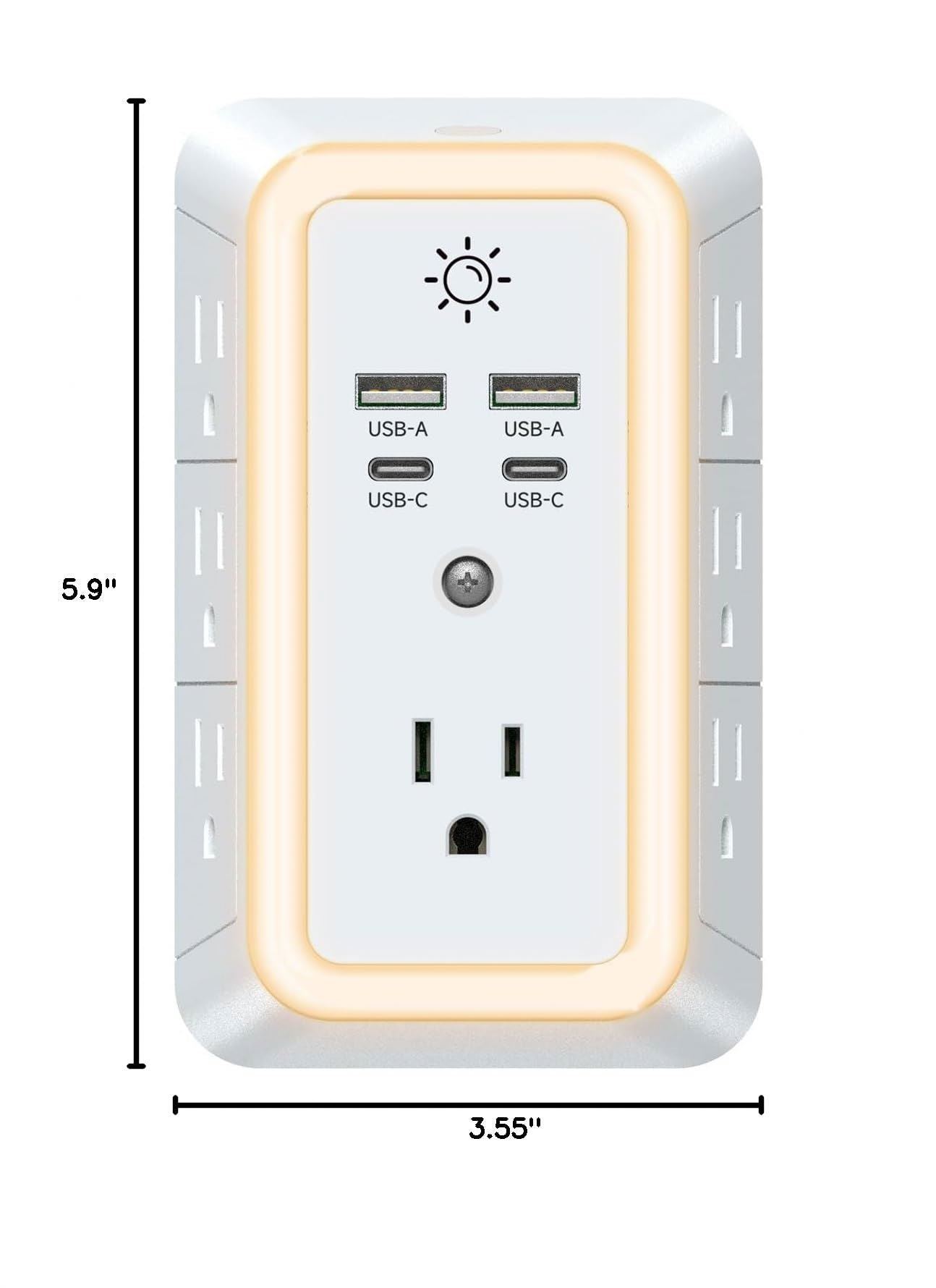 Wall Charger, Surge Protector | Outlet Extender with 4 USB Charging Ports