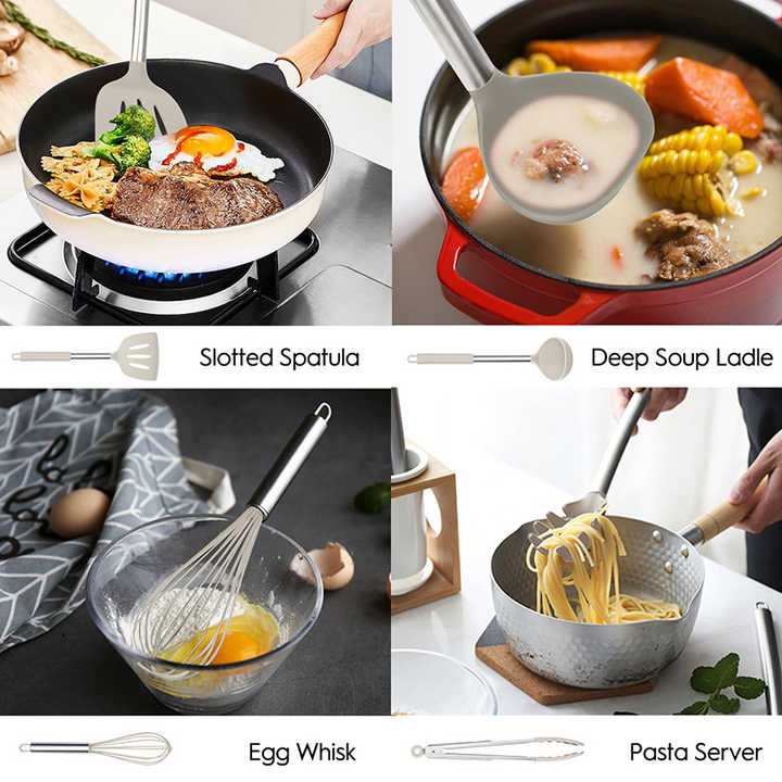 Premium Silicone Kitchen Utensils Set – Spoon, Spatula & Stainless Steel Tools