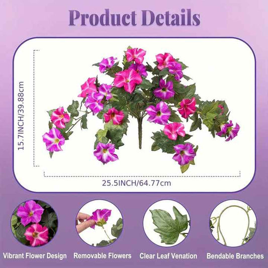 Artificial Petunias for Outdoor Use – 2PCS Realistic UV-Resistant Silk Flowers for Spring & Summer Garden Decor.