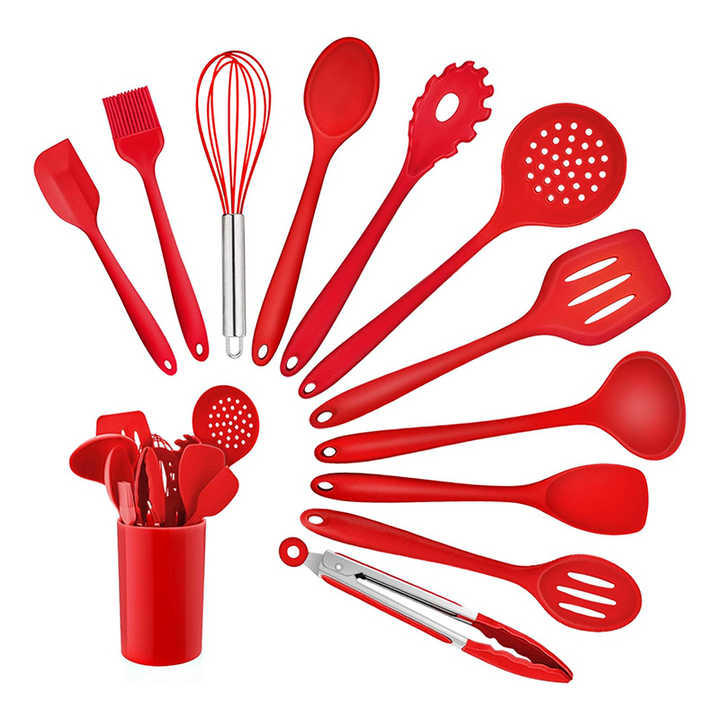 Colorful Silicone Cooking Utensils Set Promotional Item Vibrant Display of Utensils