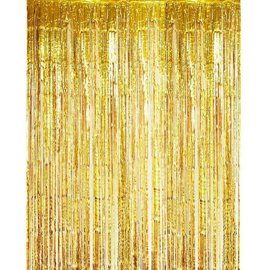2 Pack Metallic Silver Foil Fringe Curtains