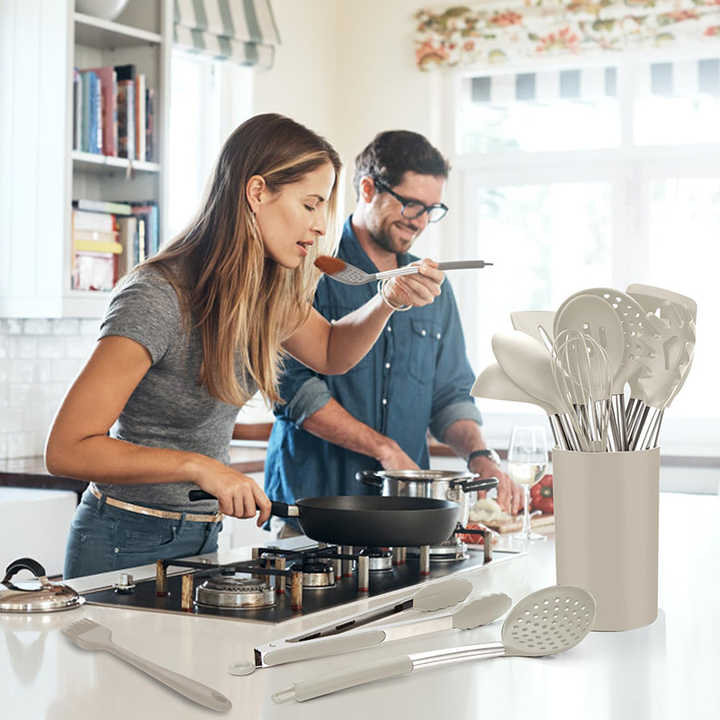 Premium Silicone Kitchen Utensils Set – Spoon, Spatula & Stainless Steel Tools
