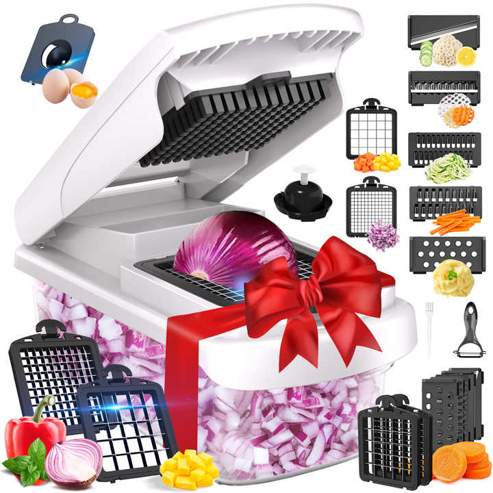 Vegetable Chopper,12-in-1 Multifunctional Food Chopper,Professional Onion Chopper with 7 Blades