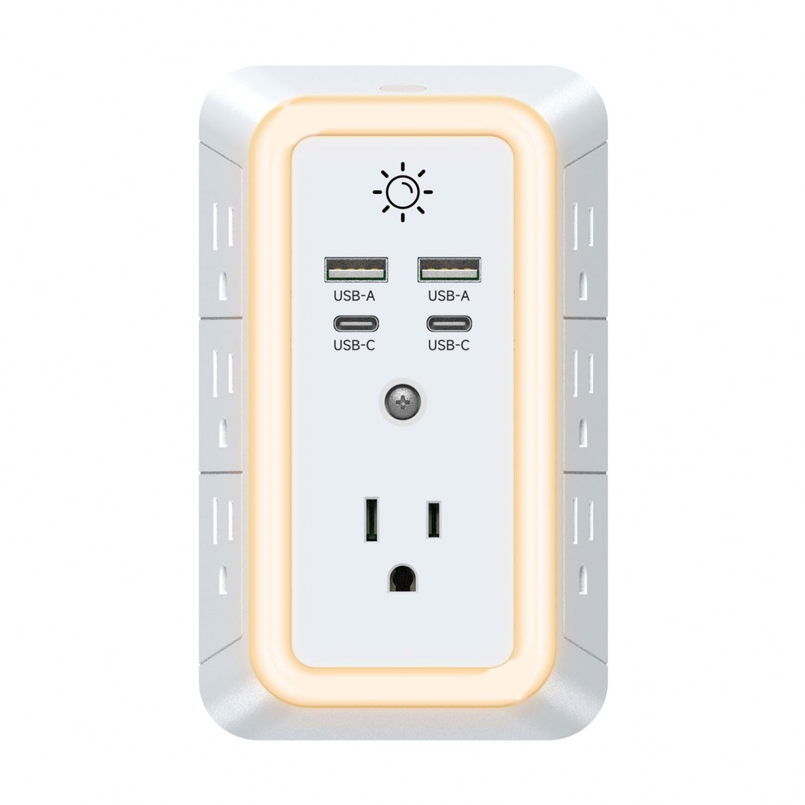 Wall Charger, Surge Protector | Outlet Extender with 4 USB Charging Ports