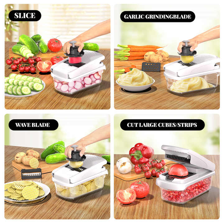 Vegetable Chopper,12-in-1 Multifunctional Food Chopper,Professional Onion Chopper with 7 Blades