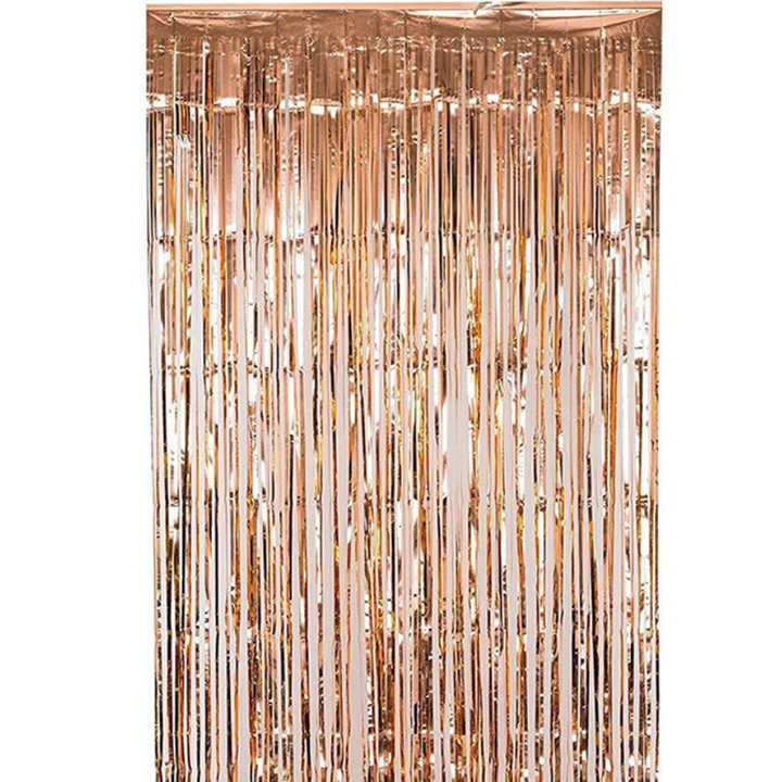 2 Pack Metallic Silver Foil Fringe Curtains