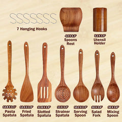 Solid Wood Kitchen Utensils – 8-Piece Cooking Spoon Set